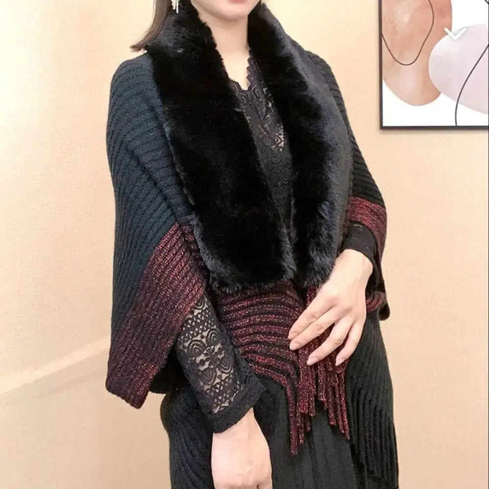 Cárdigan con Cuello de Piel Sintética