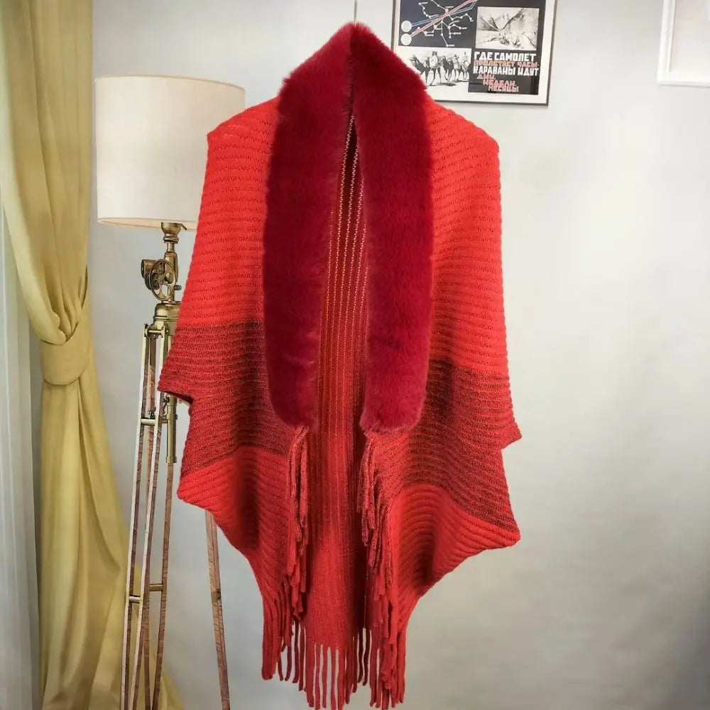 Cárdigan con Cuello de Piel Sintética