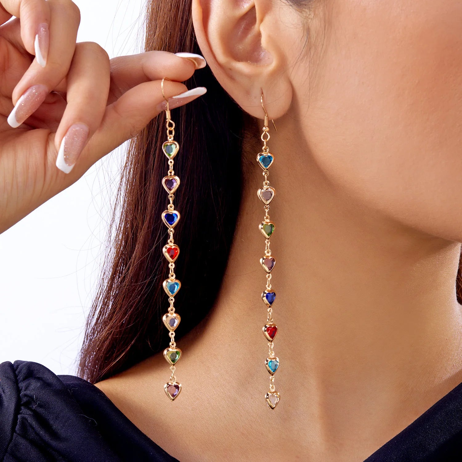 Pendientes Largos de Borla de Circonita Brillante de Lujo