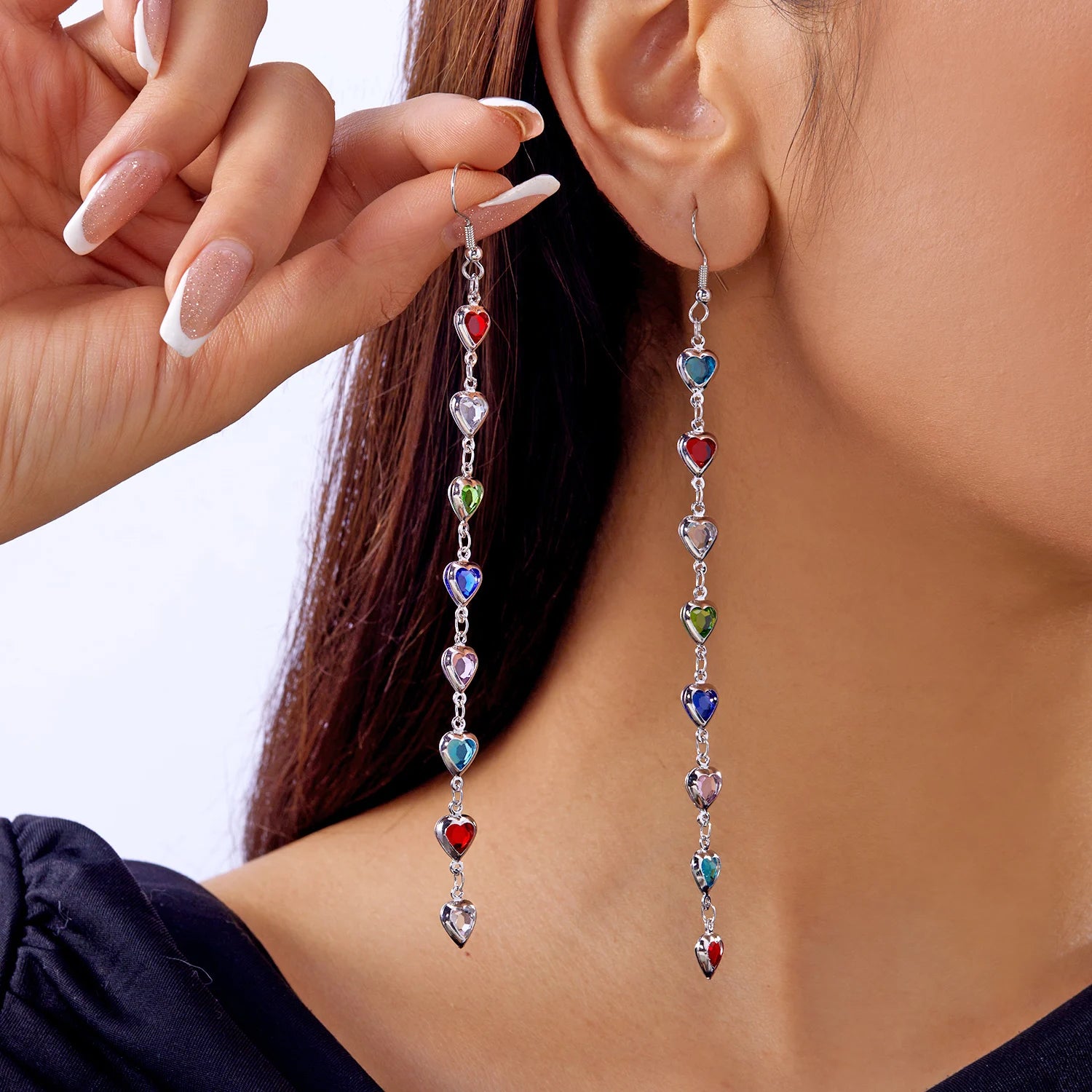 Pendientes Largos de Borla de Circonita Brillante de Lujo